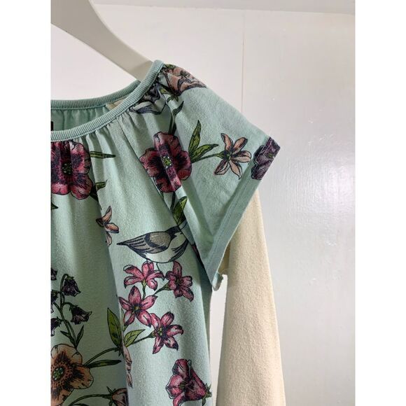 Tea Blue Cream Floral Birds Print Dress Size 10 - Picture 4 of 8